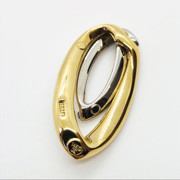 14k yellow and white gold double oval pendant - Picture 4 of 5